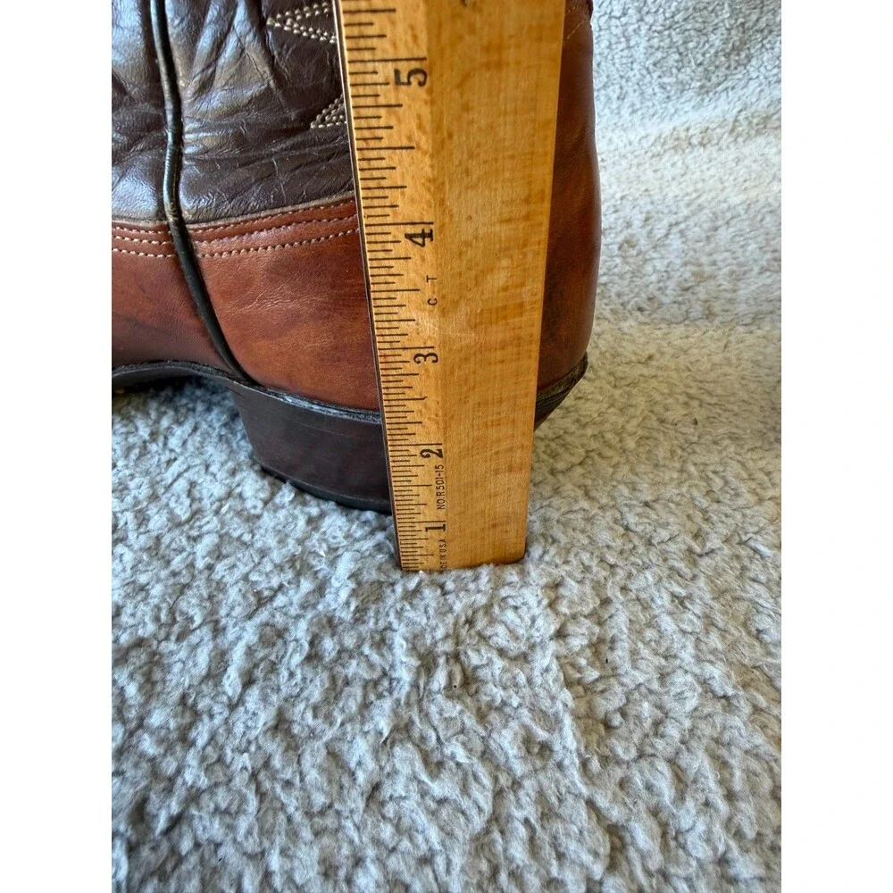 VINTAGE NOCONA Cowboy Boots Mens 9.5D Brown Leather Two Tone Western Rodeo 5016